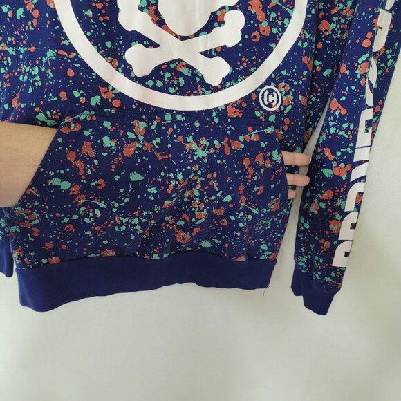 Cropp Progress Hoodie Adult S Blue Splash Paint Skull Crossbones Streetwear Flaw - Picture 3 of 14